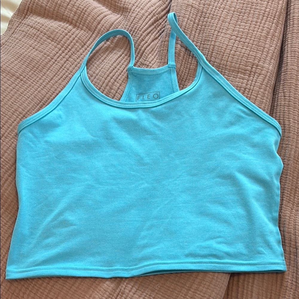 FLEO Switch Up Aqua Racerback Crop Top
